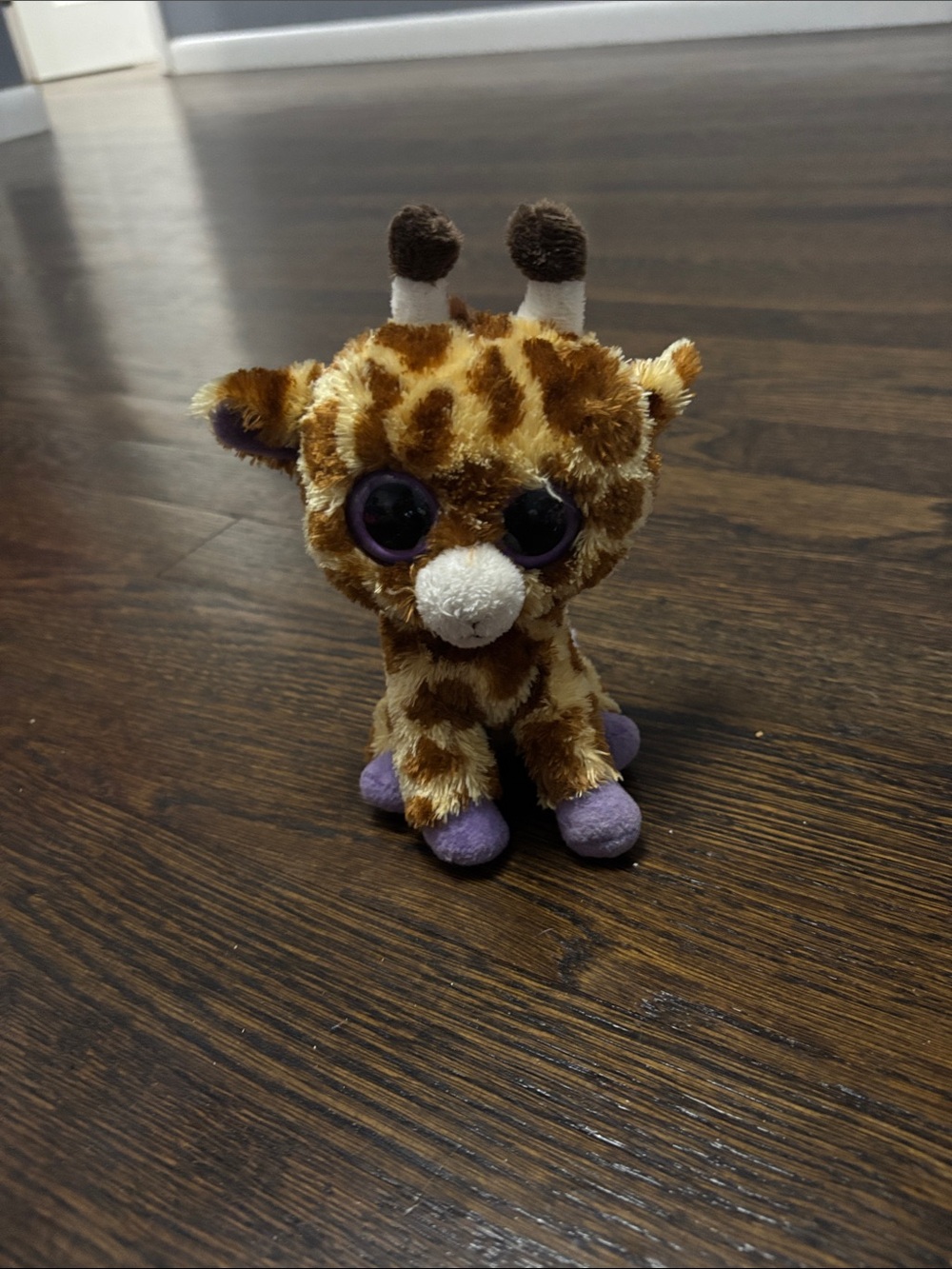 Ty Brown Spotted Giraffe Plush with Purple Accents